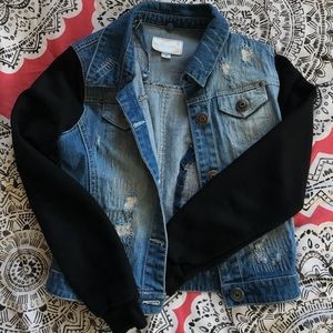 Denim long sleeve vest